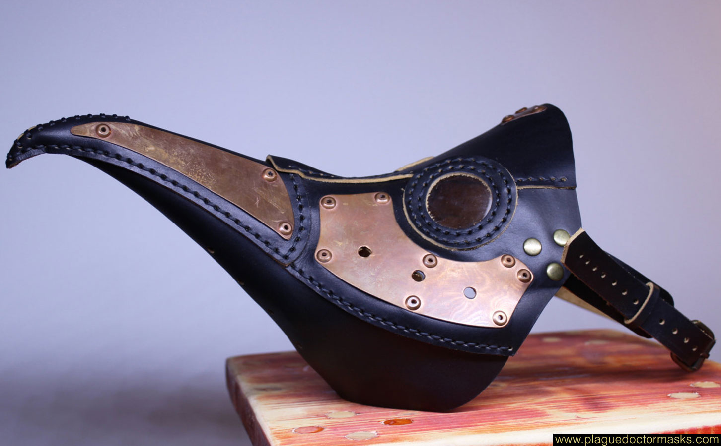 Steampunk Plague Doctor Mask Copper + Leather - Worldwide Shipping