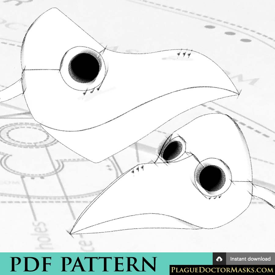 DIY Plague Doctor Mask Pattern Template with Instructions. PDF download