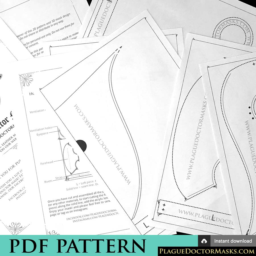 DIY Plague Doctor Mask Pattern Template With Instructions PDF Download 