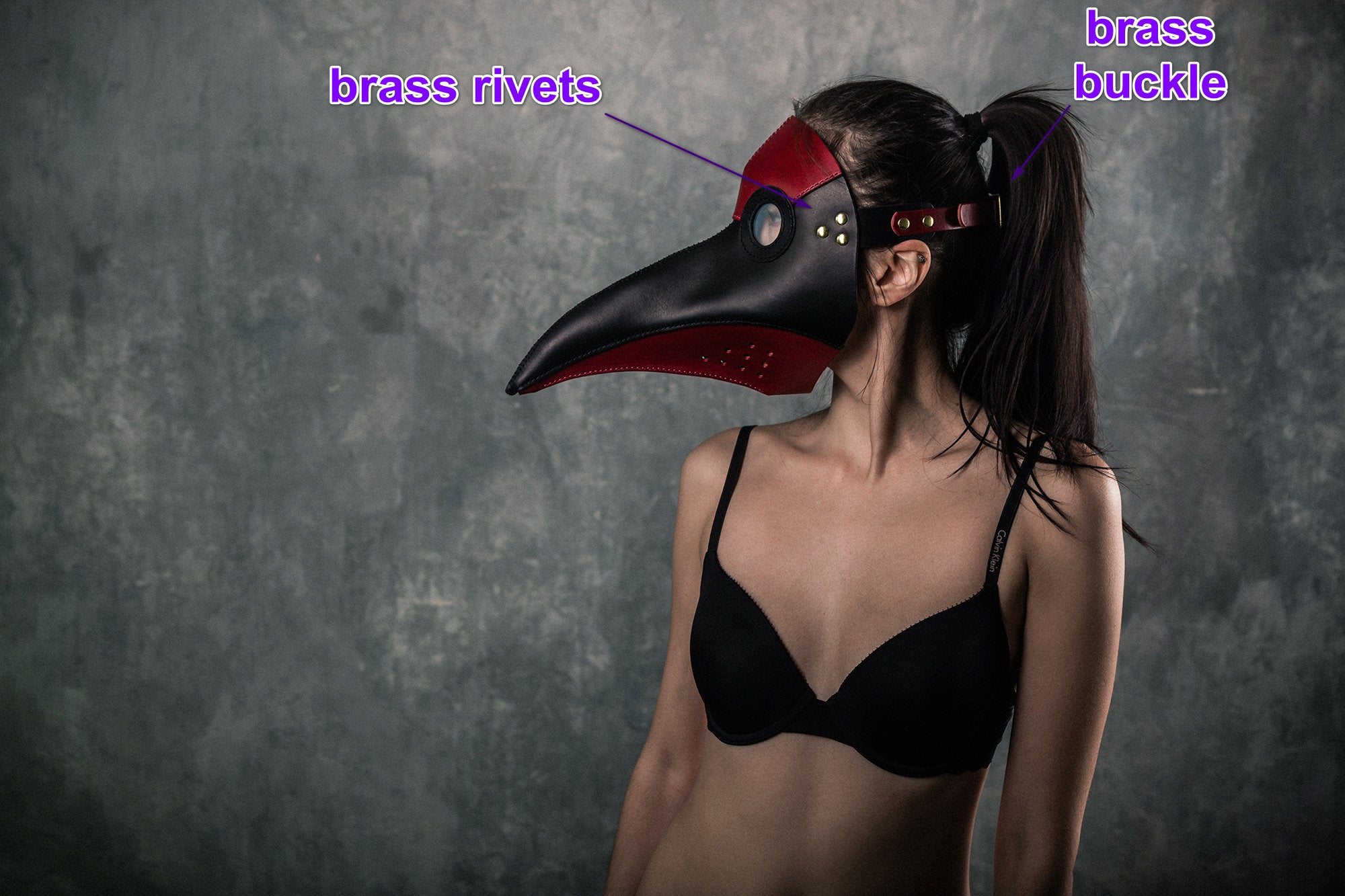 Fetish Plague Doctor Mask Black And Red Color 8184
