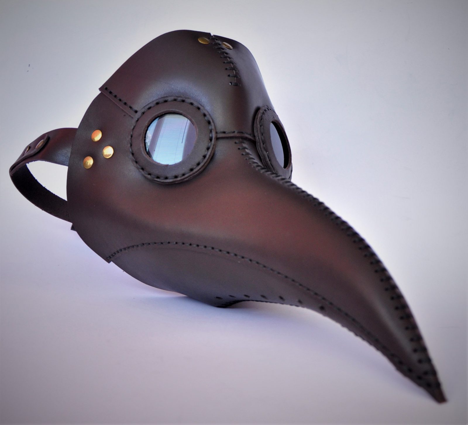 Handmade Leather Plague Doctor Mask In Brown Color