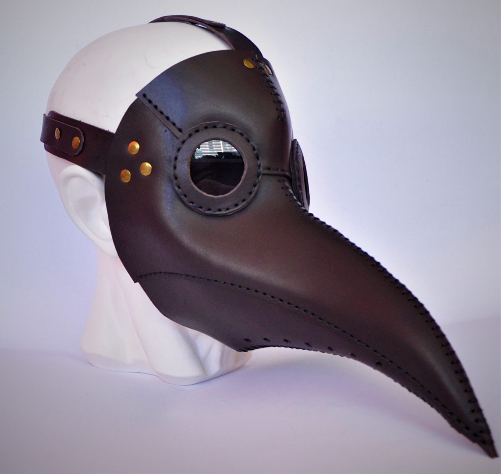 Handmade Leather Plague Doctor Mask in Brown Color