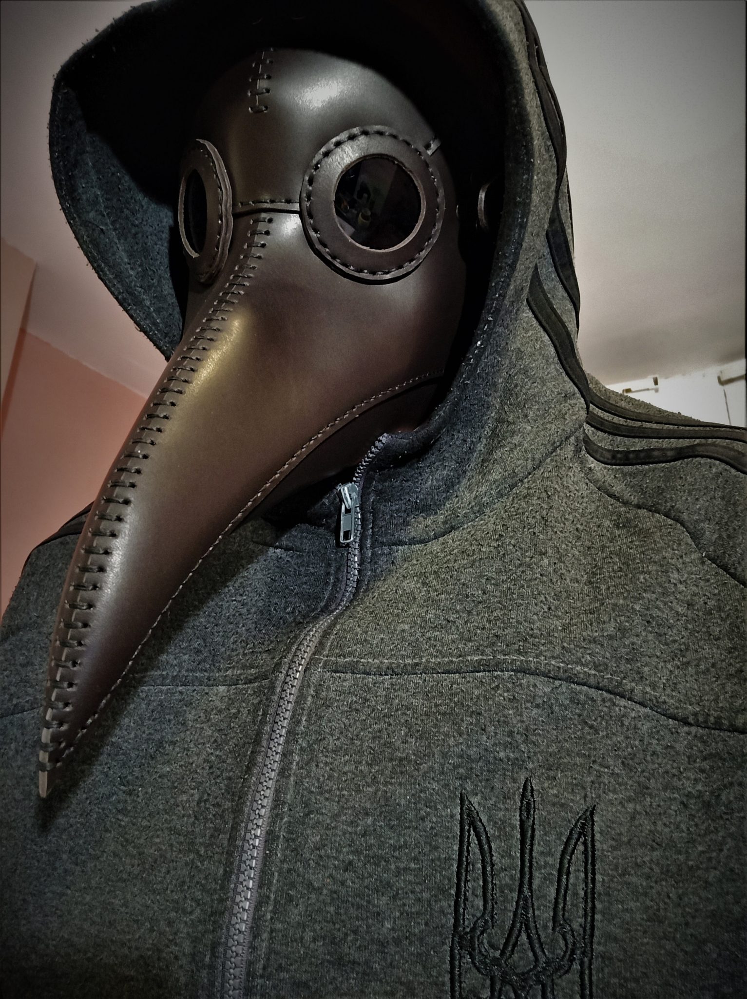 Handmade Leather Plague Doctor Mask In Brown Color